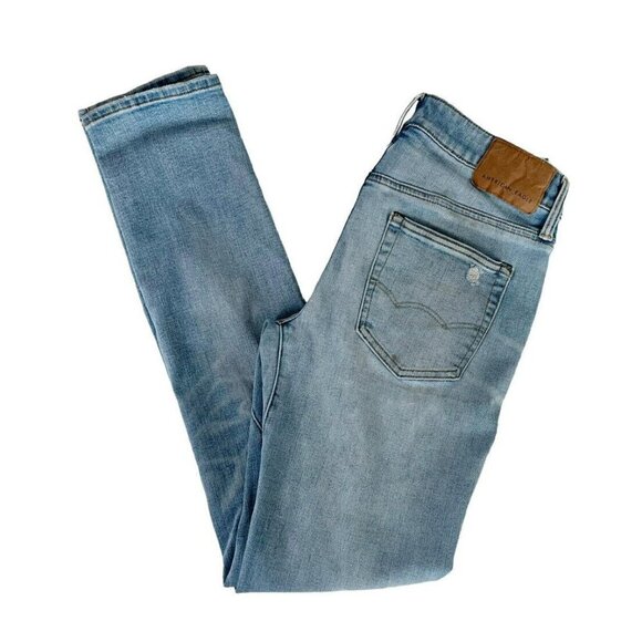 AMERICAN EAGLE  Mens 30 x 32.5 Airflex Move-Free Slim Straight Distressed Jeans - Picture 9 of 10